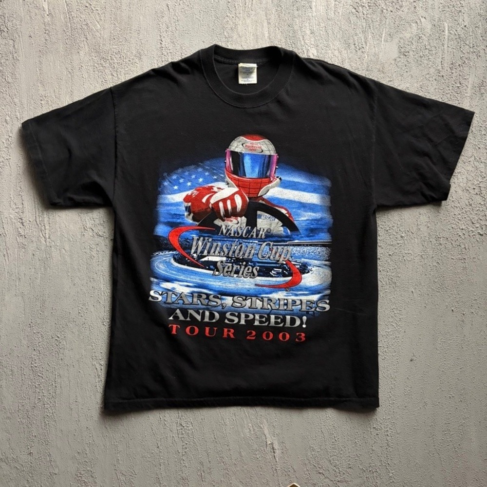 Vintage NASCAR Winston Cup Shirt XL Black 2003 Stars Stripes and Speed